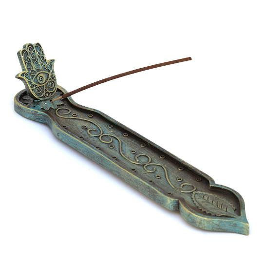 Hamsa Hand Long Ash Catcher Tray Teal