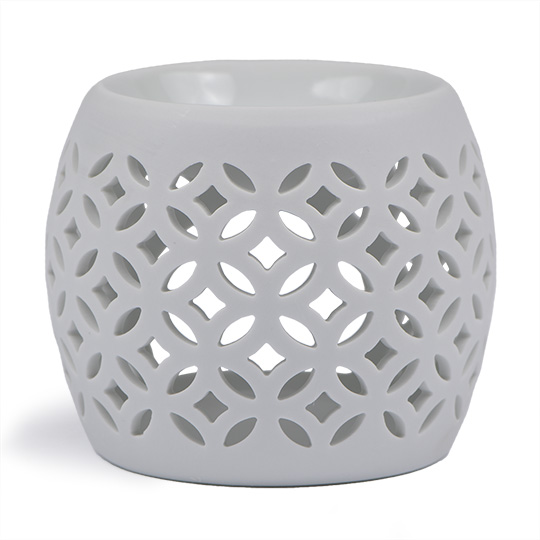 Ceramic Aroma Burner - 3.25" White Moroccan Diffuser | Aroma-Burner.com