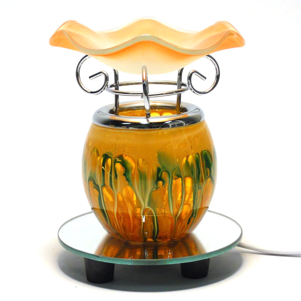 5.5" Orange Glass Round Diffuser with Orange Dish and Dimmer | Aroma