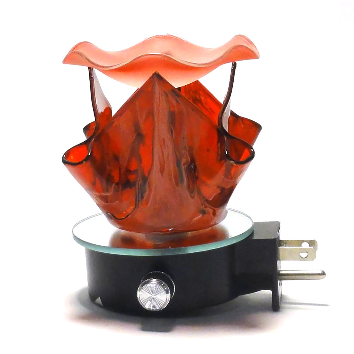 4.5" Electric Red Flame Glass Night Light with Dimmer