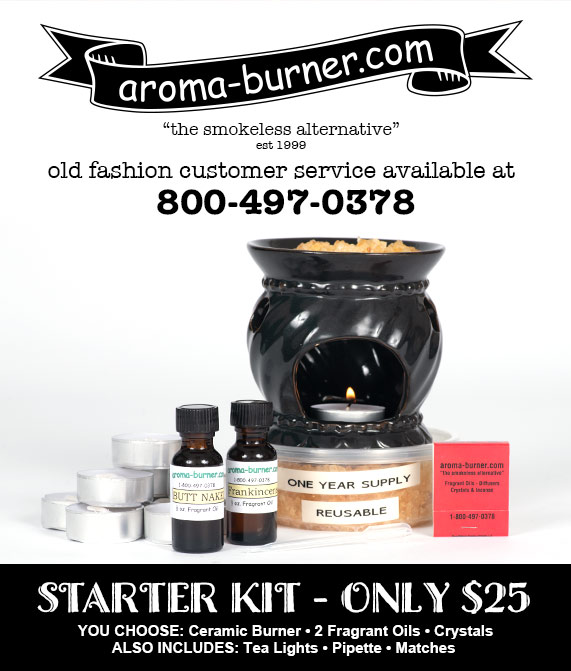 Starter Kit - ceramic incense diffuser + fragrant oil + crystals