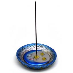 Blue & Gold Moon and Stars Round Dish Ash Catcher